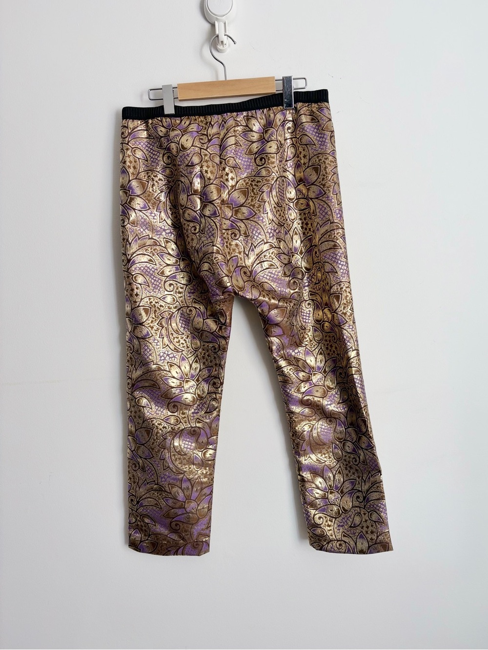 Marni at H&M Metallic Brocade Paisley Crop Pants Artsy Mod Size 8 - Picture 3 of 6